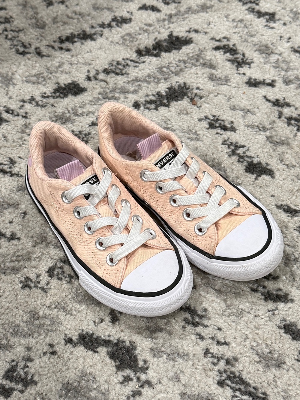 Converse Low Top Sneakers in Peach with Lilac Butterfly Detail